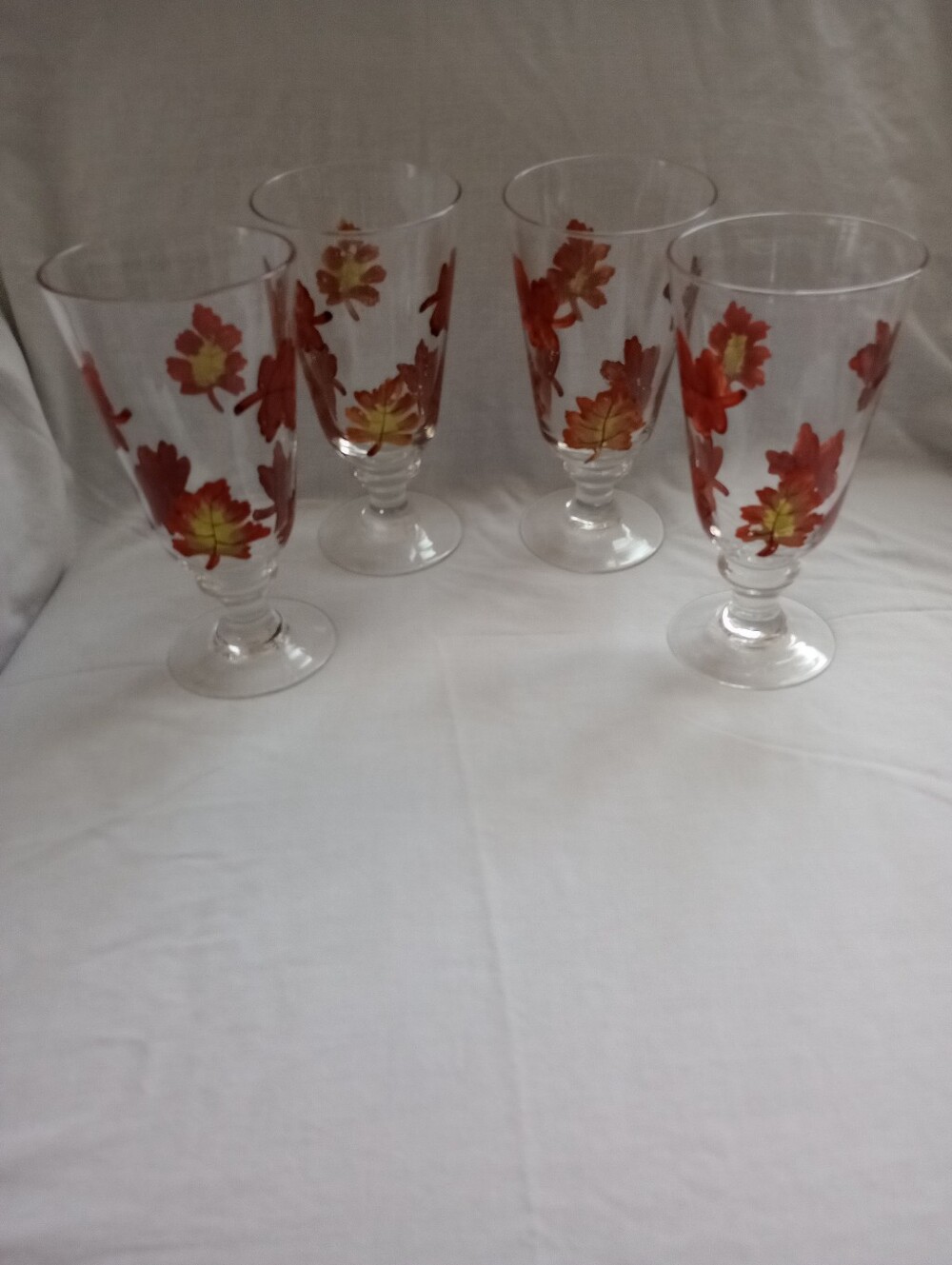 Noble Excellence Autumn Leaf Design Pedestal Iced Tea/Water Goblets- Set of 4